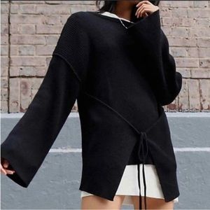 NWOT Free People Beach Brig Pullover. Ribbed knit with tie